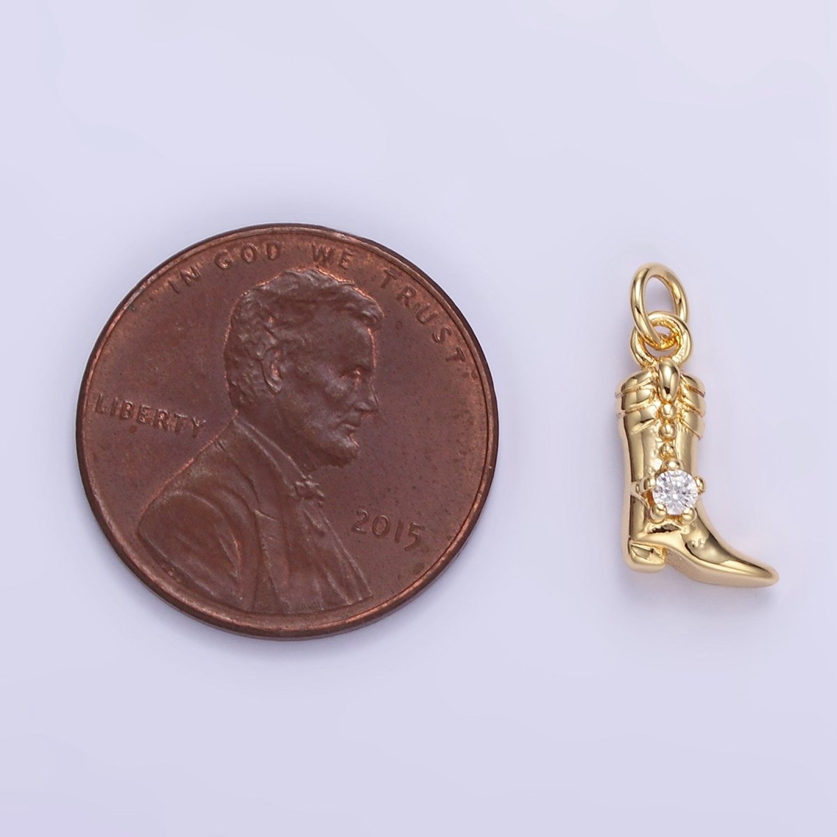 16K Gold Filled 12mm CZ West Cowboy Boots 3D Multidimensional Charm in Gold & Silver | AC113