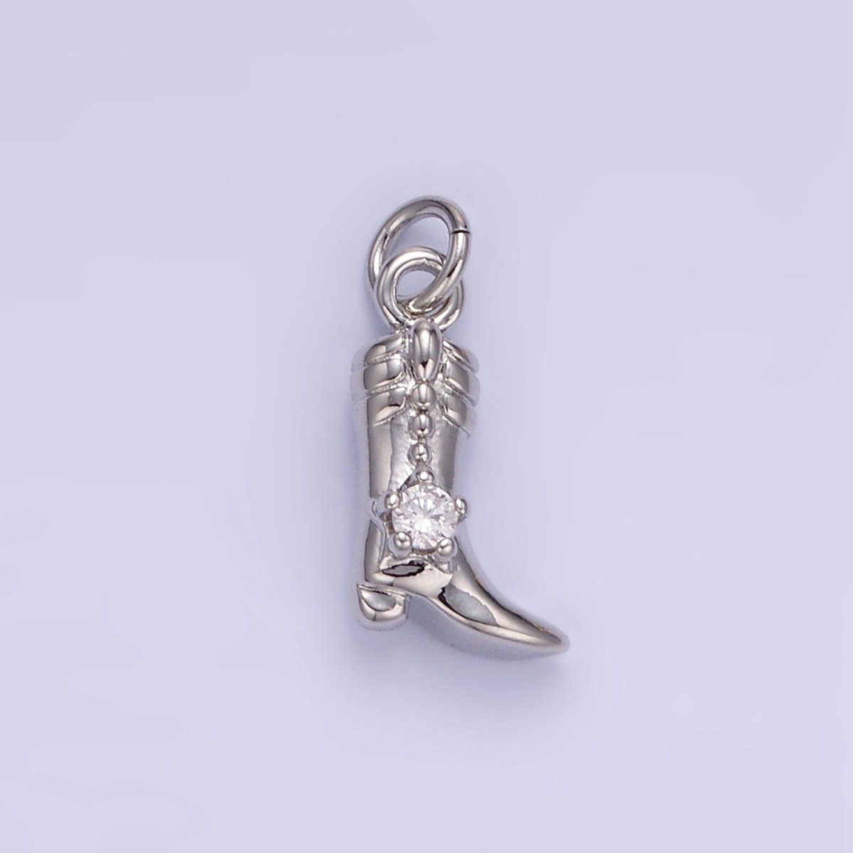 16K Gold Filled 12mm CZ West Cowboy Boots 3D Multidimensional Charm in Gold & Silver | AC113