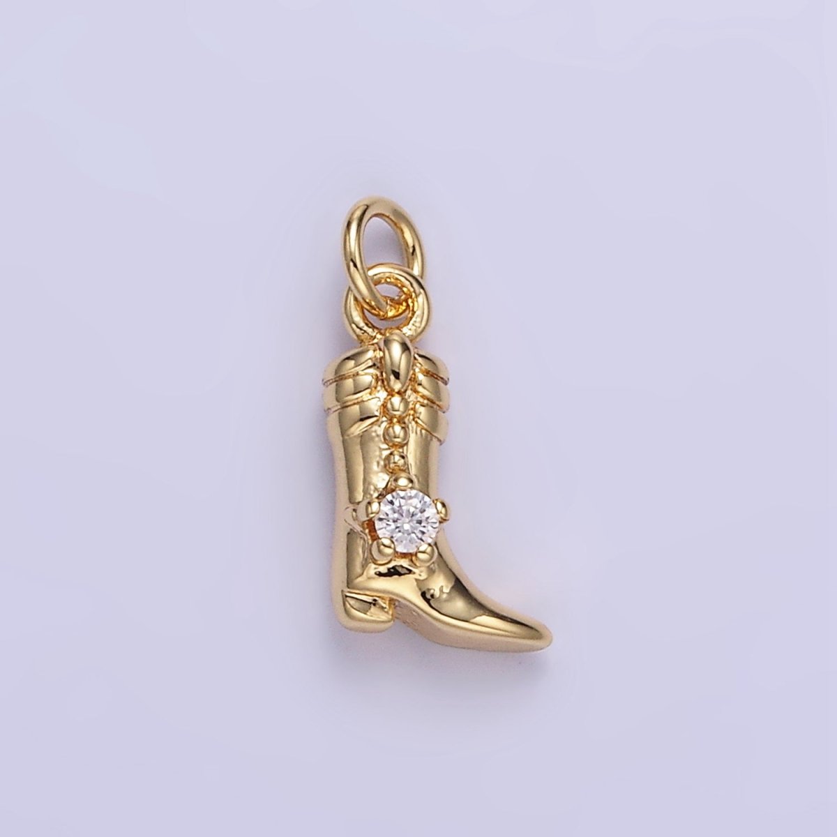 16K Gold Filled 12mm CZ West Cowboy Boots 3D Multidimensional Charm in Gold & Silver | AC113