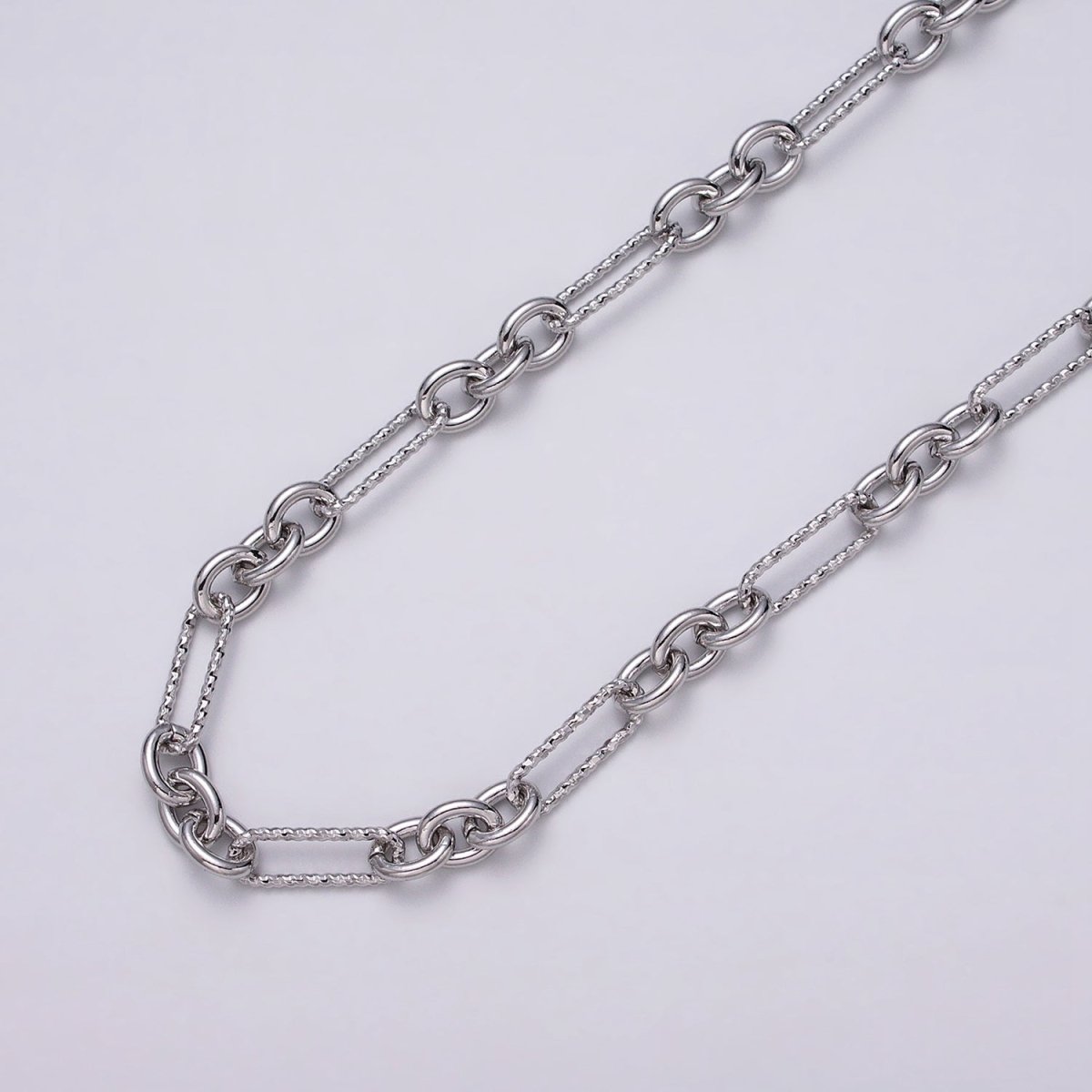 16K Gold Filled Hammered Figaro Long and Short Fancy Unfinished Chain by Yard in Gold & Silver | ROLL-1217 ROLL-1218 Clearance Pricing
