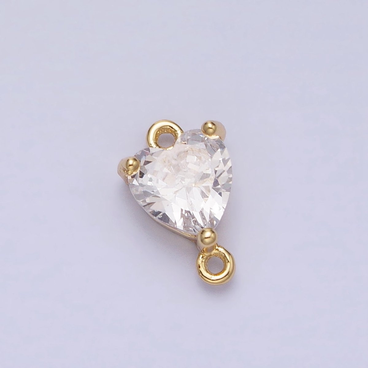16K Gold Filled Heart Clear CZ Link Connector in Gold & Silver | F-030