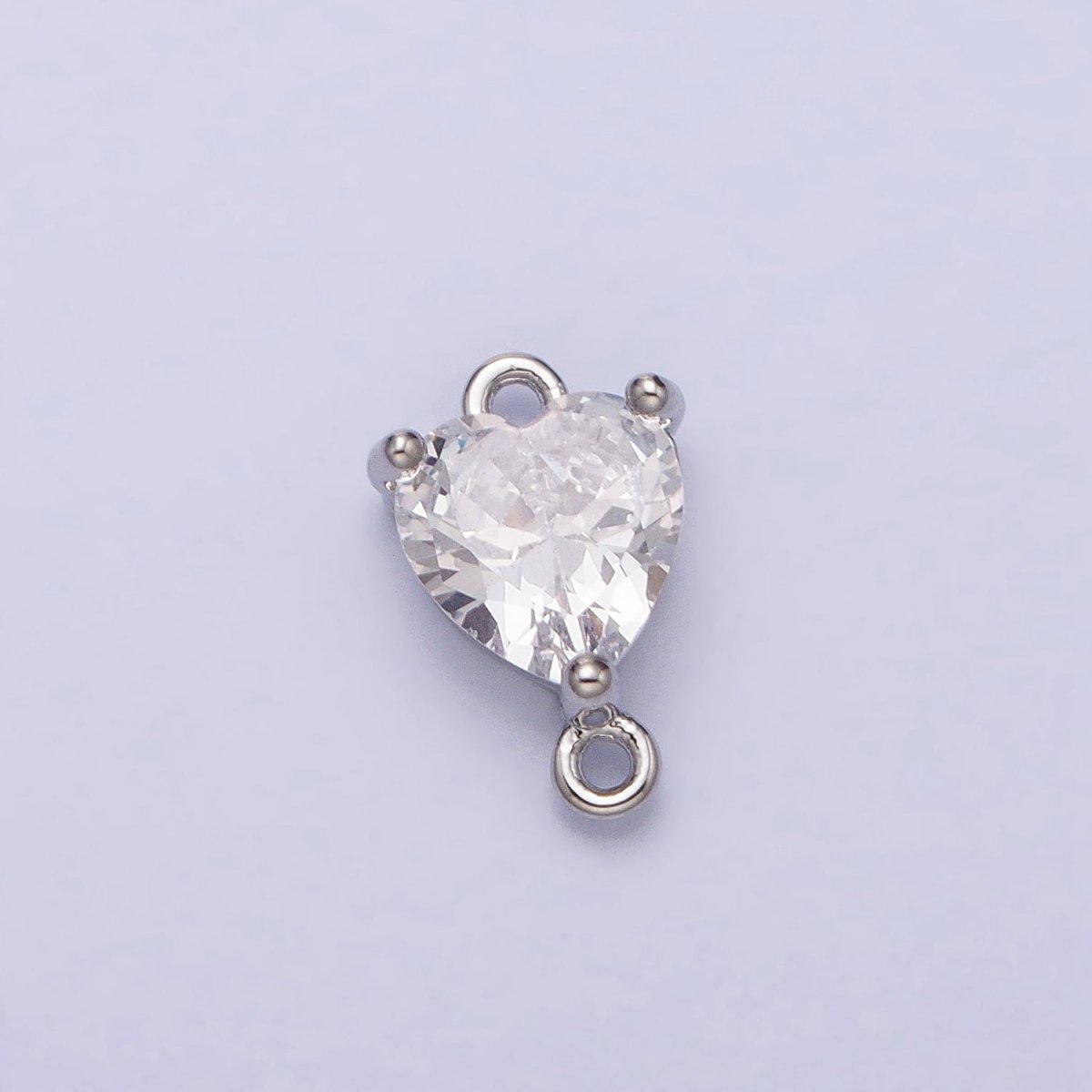 16K Gold Filled Heart Clear CZ Link Connector in Gold & Silver | F-030