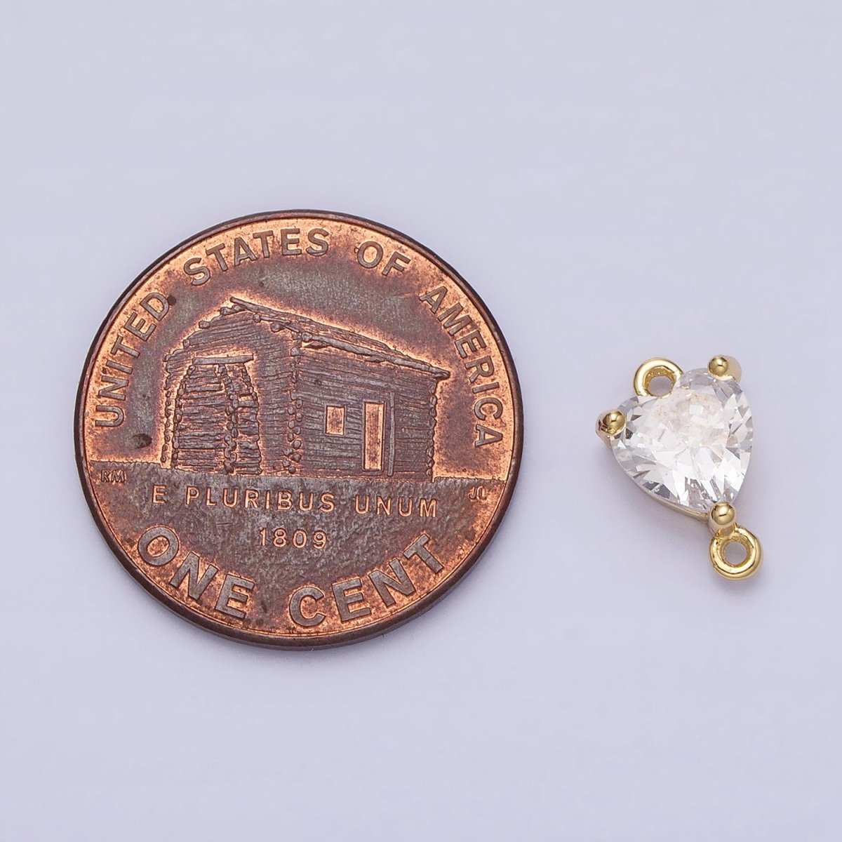 16K Gold Filled Heart Clear CZ Link Connector in Gold & Silver | F-030