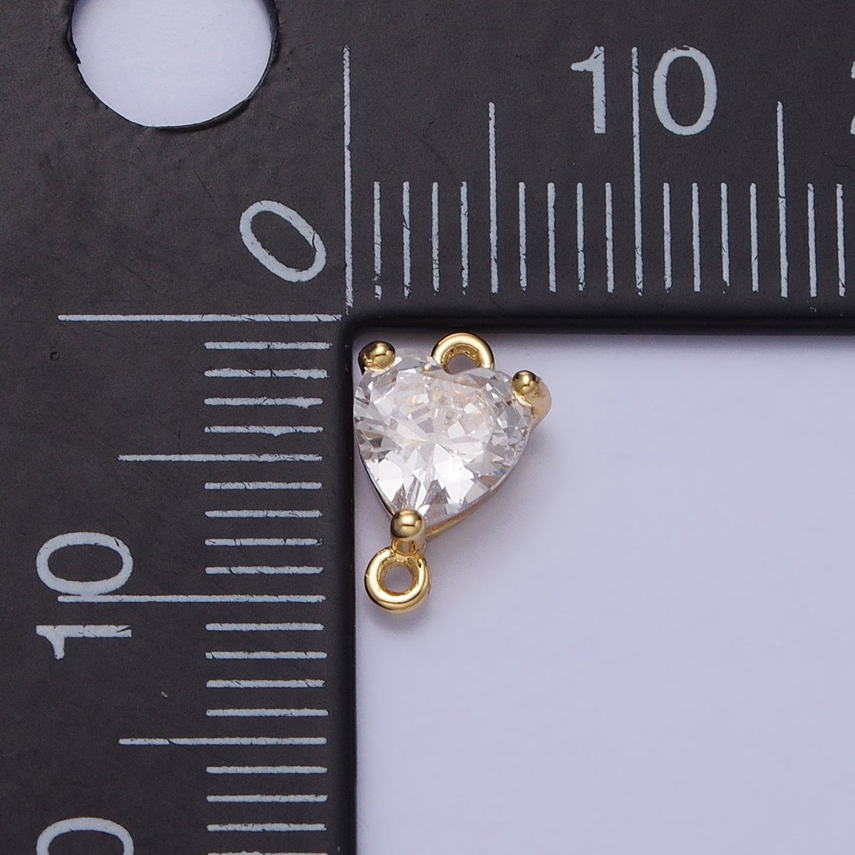 16K Gold Filled Heart Clear CZ Link Connector in Gold & Silver | F-030