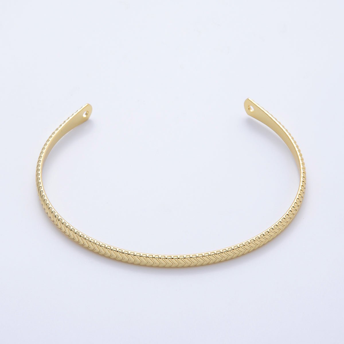 16K Gold Filled 3.5mm Geometric Arrow Ribbed Half Cuff Bracelet Finding for Bangle Supply | WA-04454