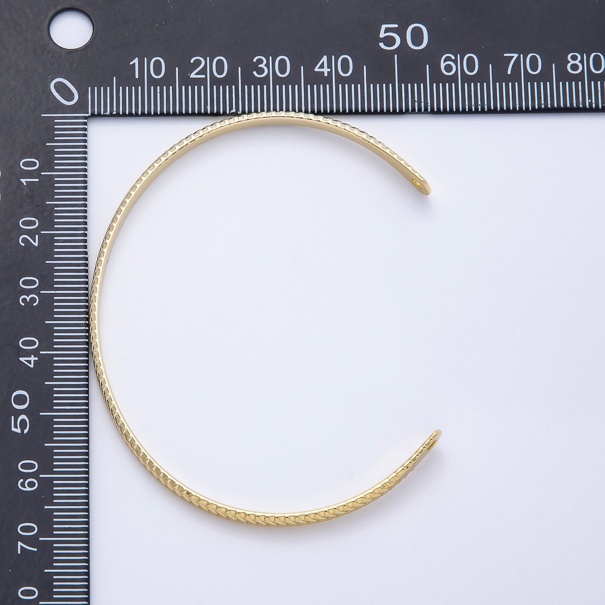 16K Gold Filled 3.5mm Geometric Arrow Ribbed Half Cuff Bracelet Finding for Bangle Supply | WA-04454
