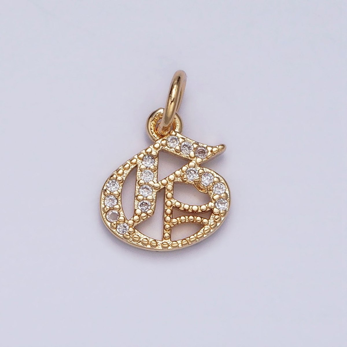 16K Gold Filled Initial Letter Old English Font Personalized Micro Paved Add-On Charm | A-572-A-584