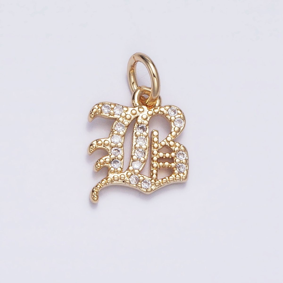 16K Gold Filled Initial Letter Old English Font Personalized Micro Paved Add-On Charm | A-572-A-584