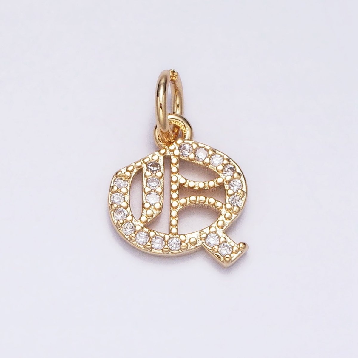 16K Gold Filled Initial Letter Old English Font Personalized Micro Paved Add-On Charm | A-572-A-584