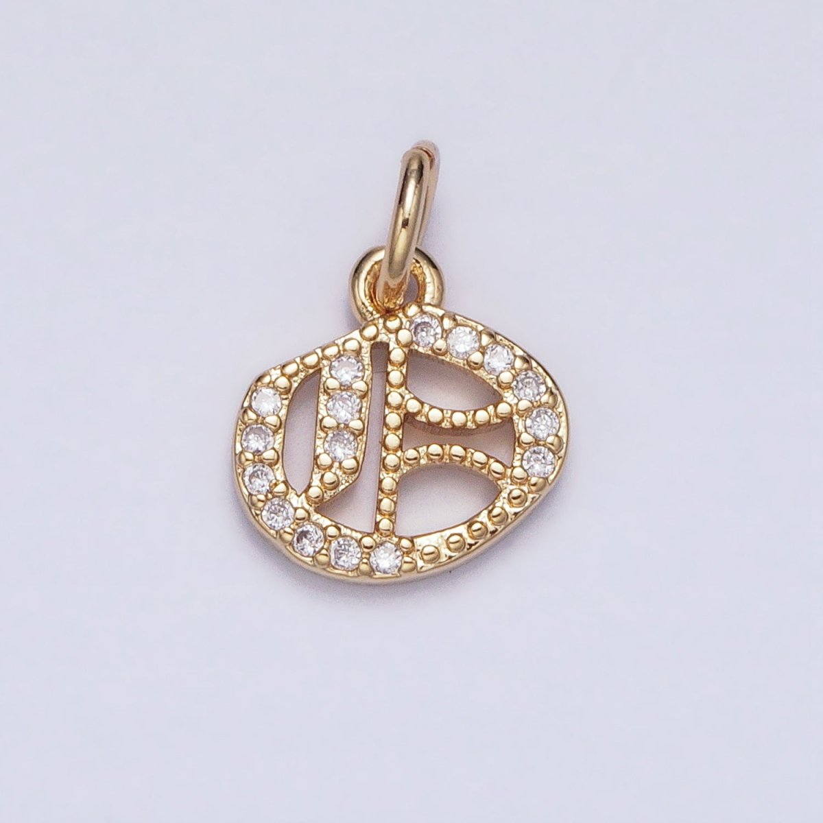 16K Gold Filled Initial Letter Old English Font Personalized Micro Paved Add-On Charm | A-572-A-584