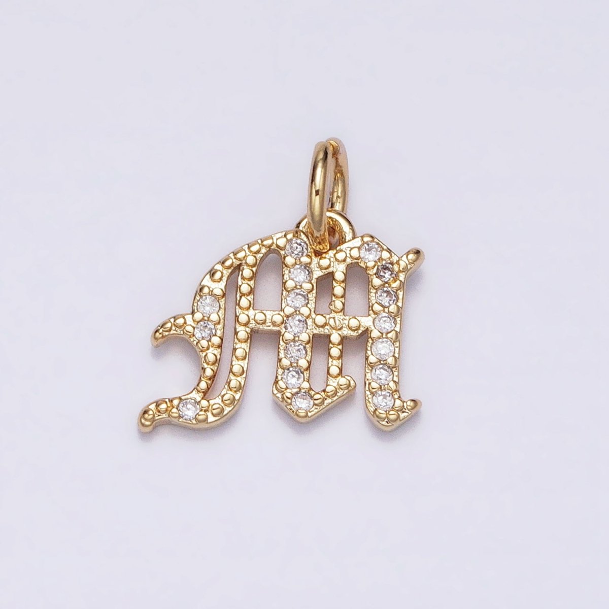 16K Gold Filled Initial Letter Old English Font Personalized Micro Paved Add-On Charm | A-572-A-584