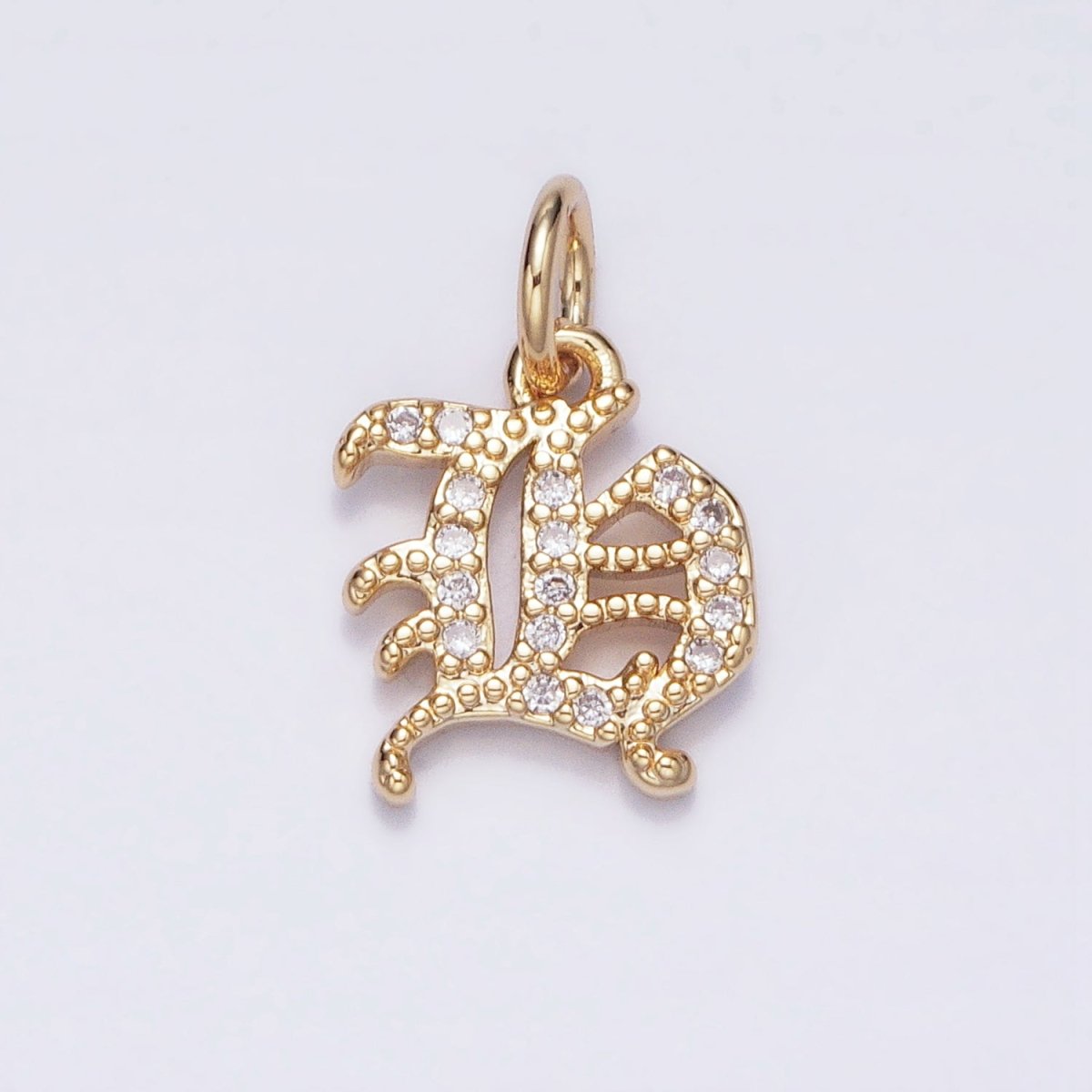 16K Gold Filled Initial Letter Old English Font Personalized Micro Paved Add-On Charm | A-572-A-584