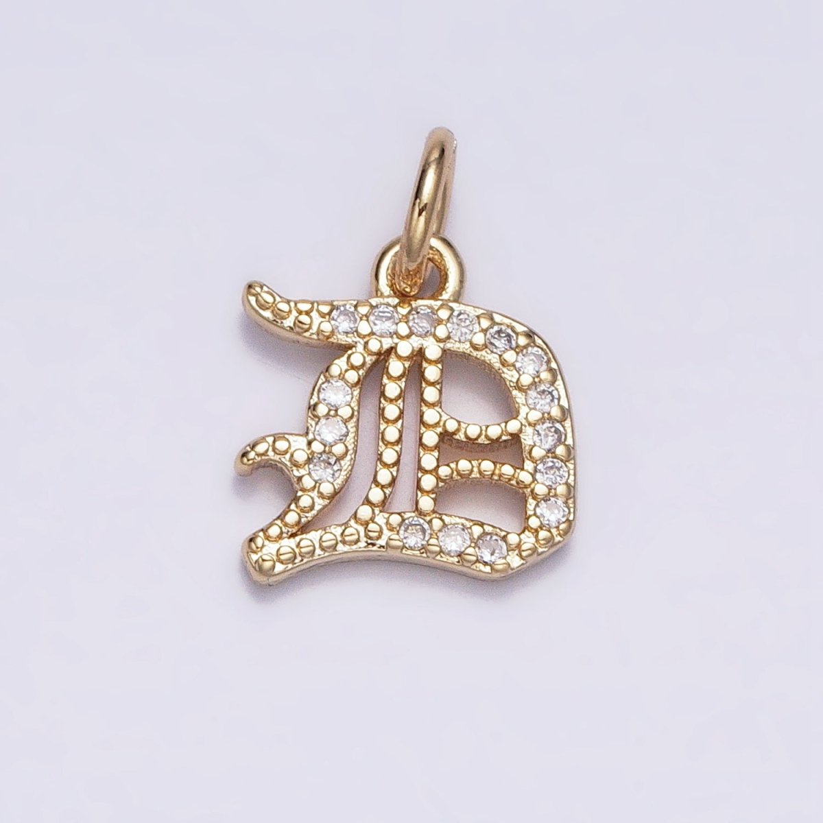 16K Gold Filled Initial Letter Old English Font Personalized Micro Paved Add-On Charm | A-572-A-584