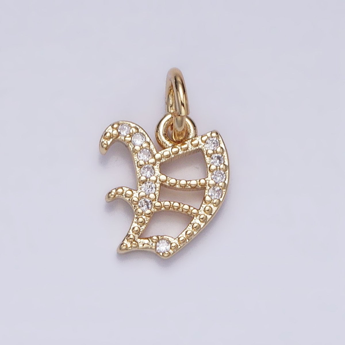 16K Gold Filled Initial Letter Old English Font Personalized Micro Paved Add-On Charm | A-572-A-584