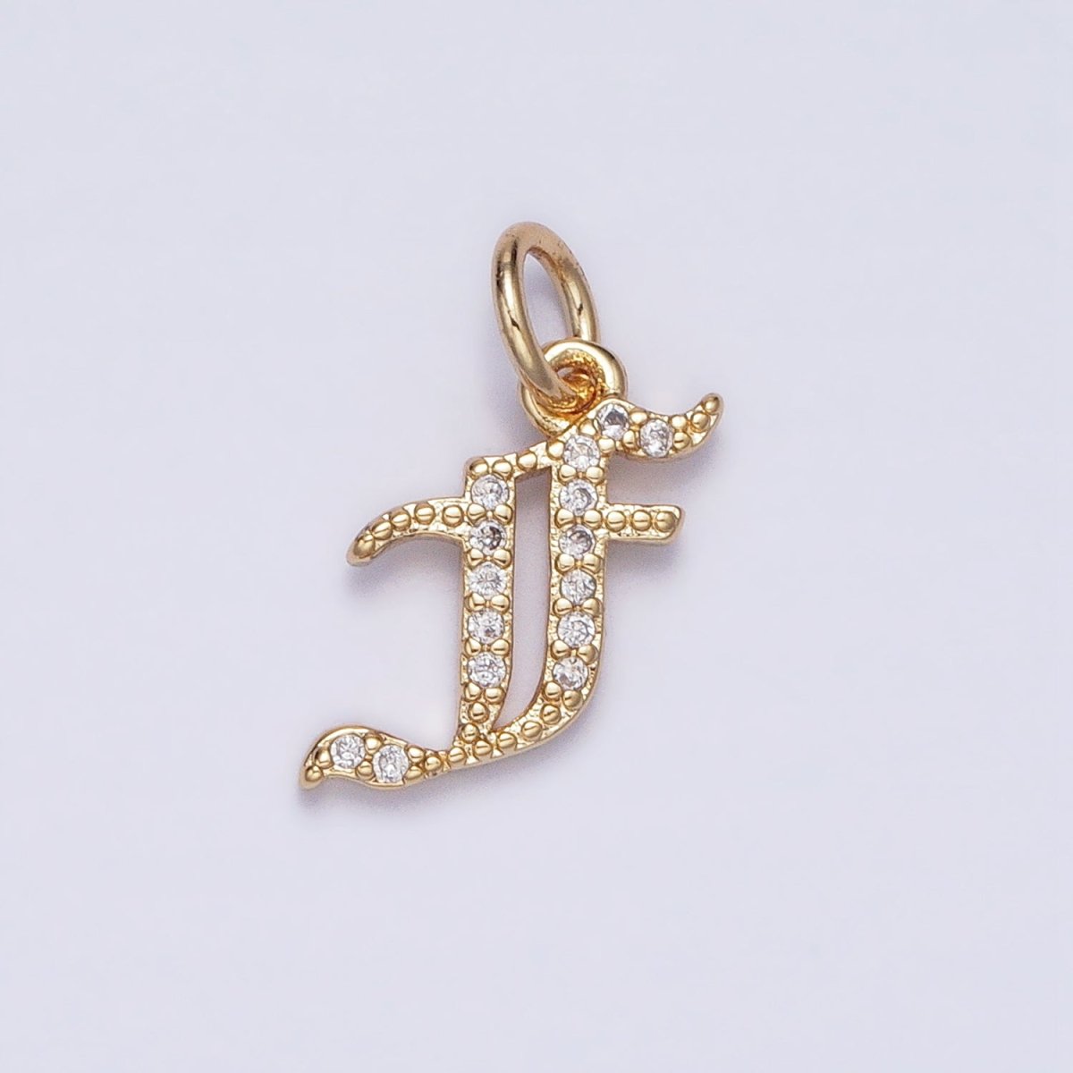 16K Gold Filled Initial Letter Old English Font Personalized Micro Paved Add-On Charm | A-572-A-584