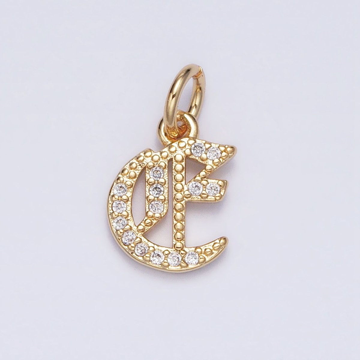 16K Gold Filled Initial Letter Old English Font Personalized Micro Paved Add-On Charm | A-572-A-584
