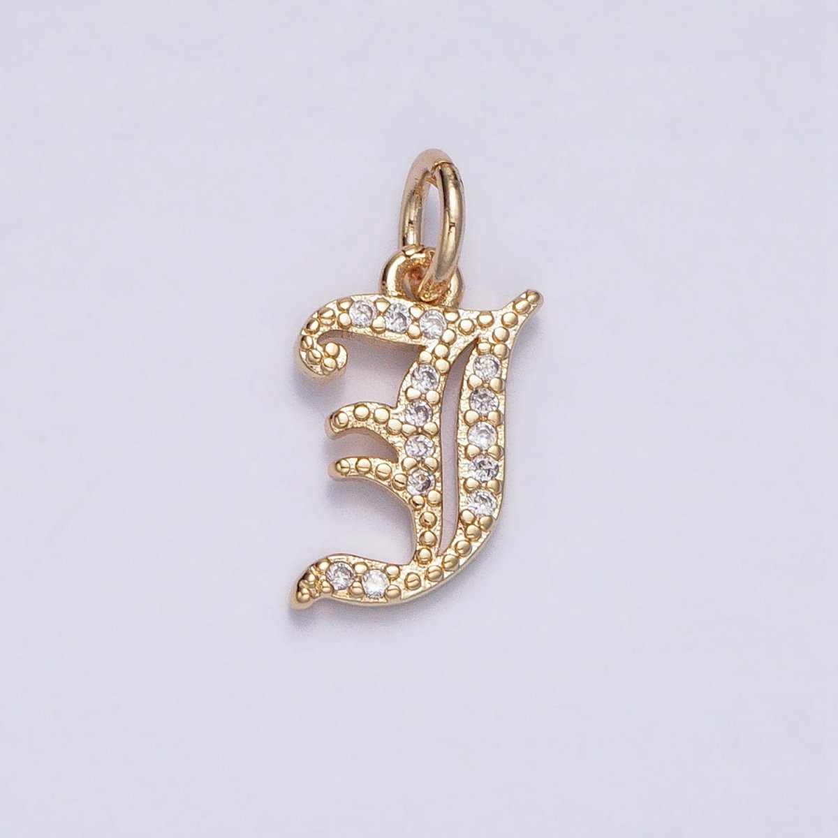 16K Gold Filled Initial Letter Old English Font Personalized Micro Paved Add-On Charm | A-572-A-584