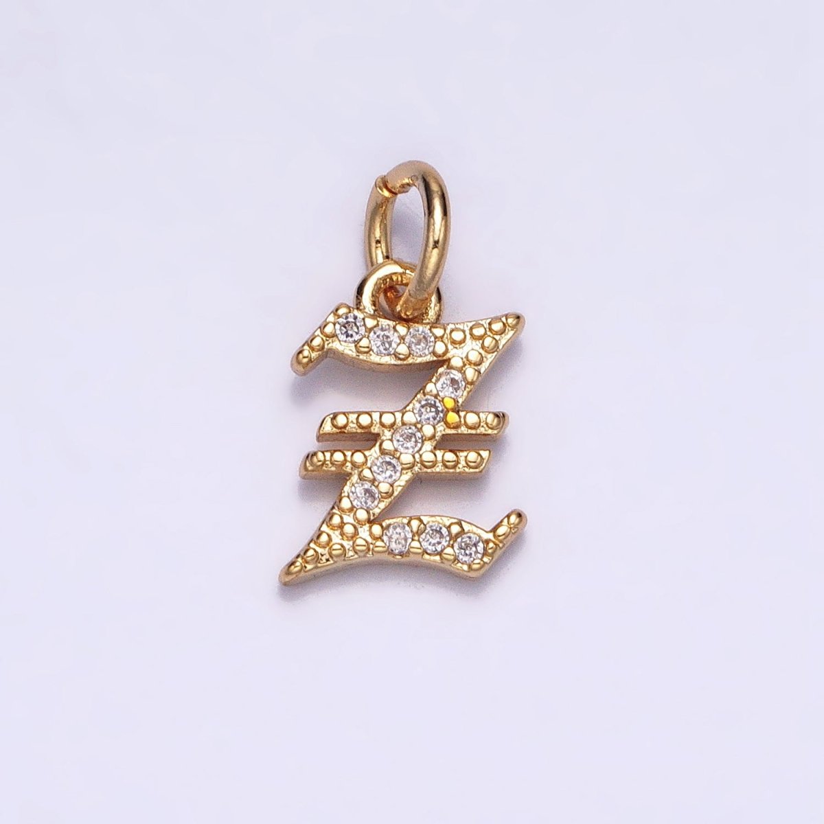 16K Gold Filled Initial Letter Old English Font Personalized Micro Paved Add-On Charm | A-572-A-584