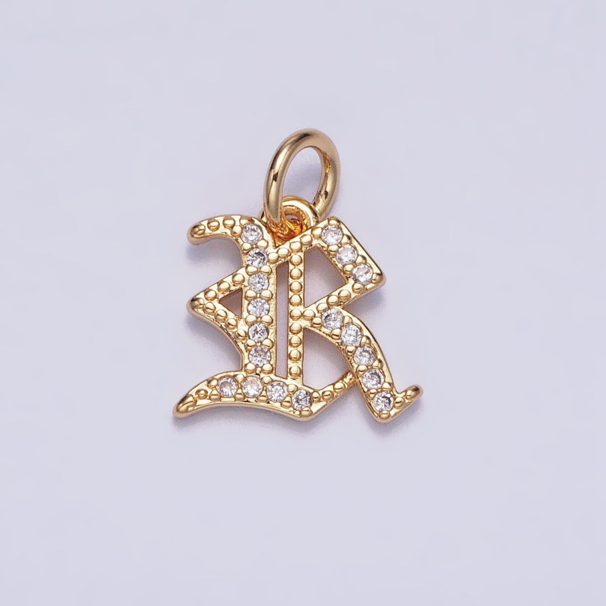 16K Gold Filled Initial Letter Old English Font Personalized Micro Paved Add-On Charm | A-572-A-584