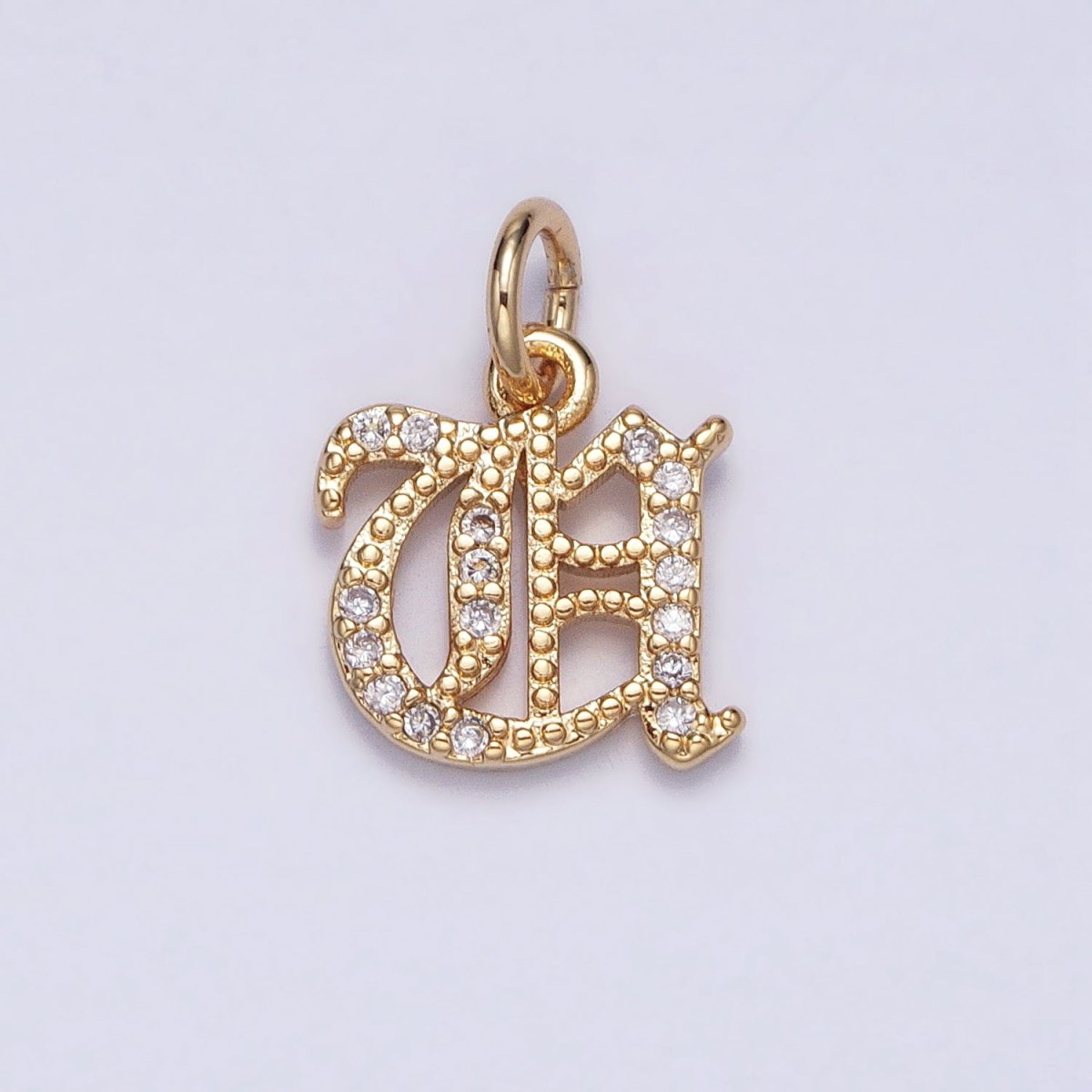 16K Gold Filled Initial Letter Old English Font Personalized Micro Paved Add-On Charm | A-572-A-584