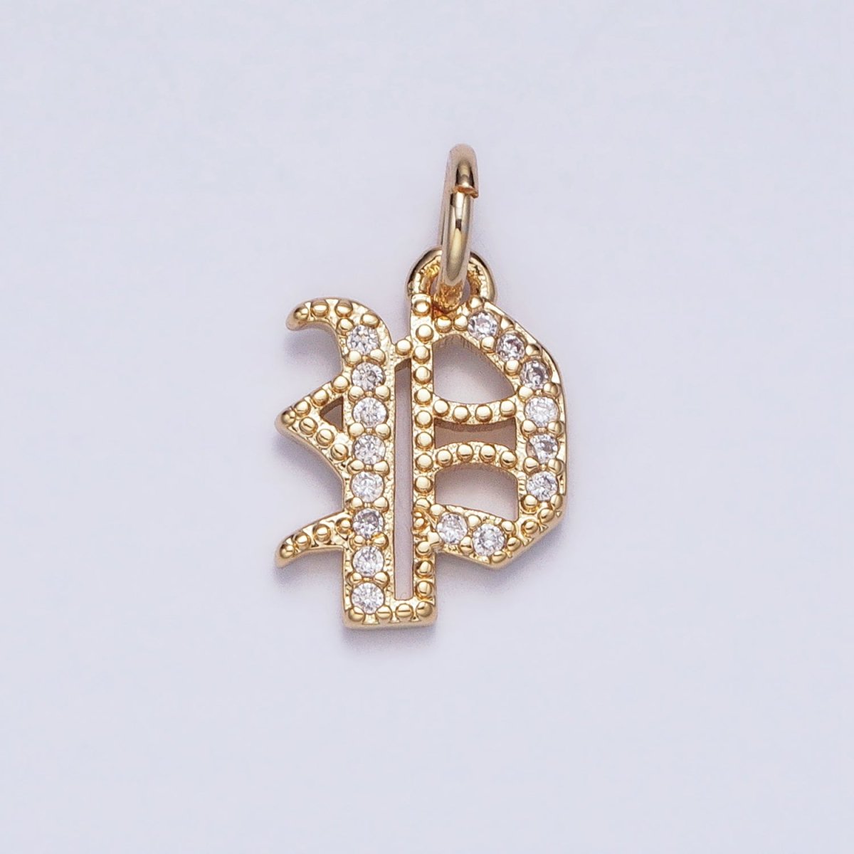 16K Gold Filled Initial Letter Old English Font Personalized Micro Paved Add-On Charm | A-572-A-584