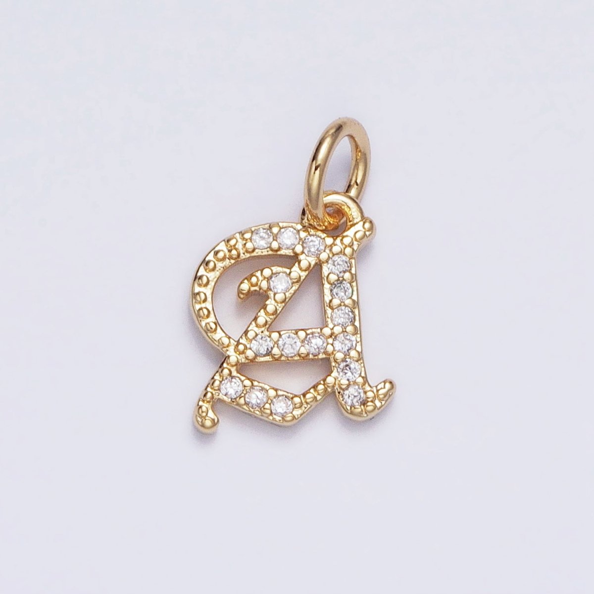 16K Gold Filled Initial Letter Old English Font Personalized Micro Paved Add-On Charm | A-572-A-584