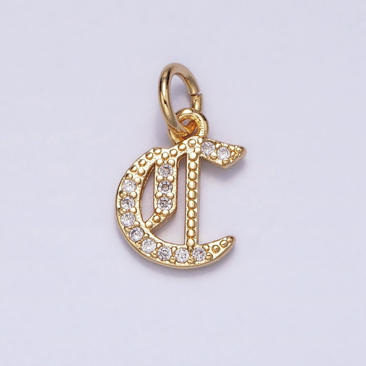 16K Gold Filled Initial Letter Old English Font Personalized Micro Paved Add-On Charm | A-572-A-584
