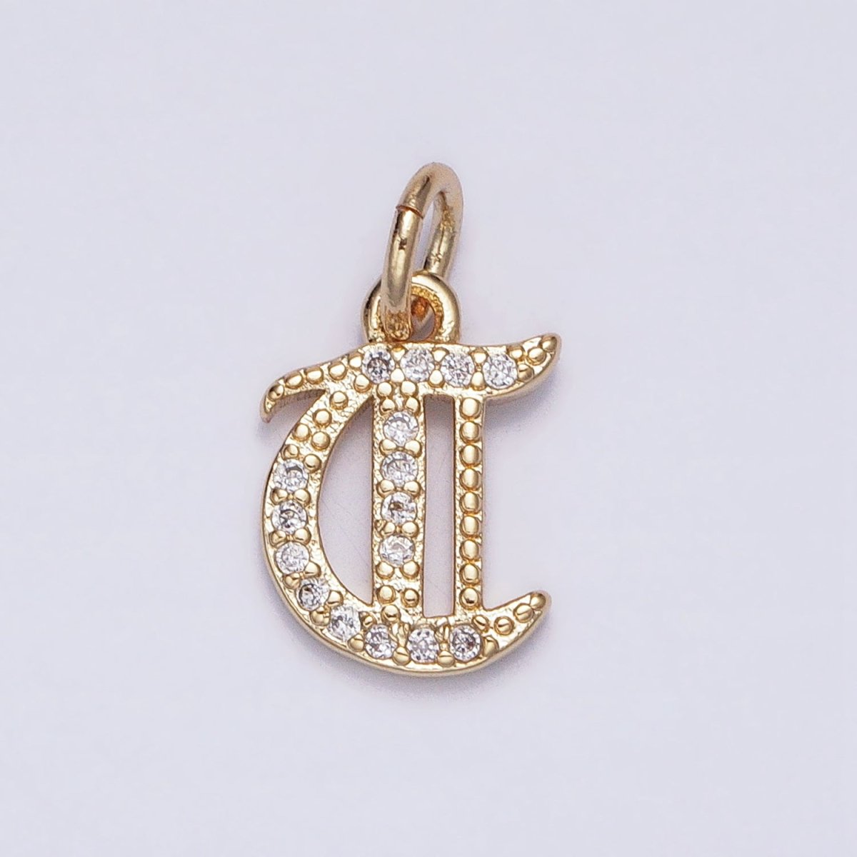16K Gold Filled Initial Letter Old English Font Personalized Micro Paved Add-On Charm | A-572-A-584