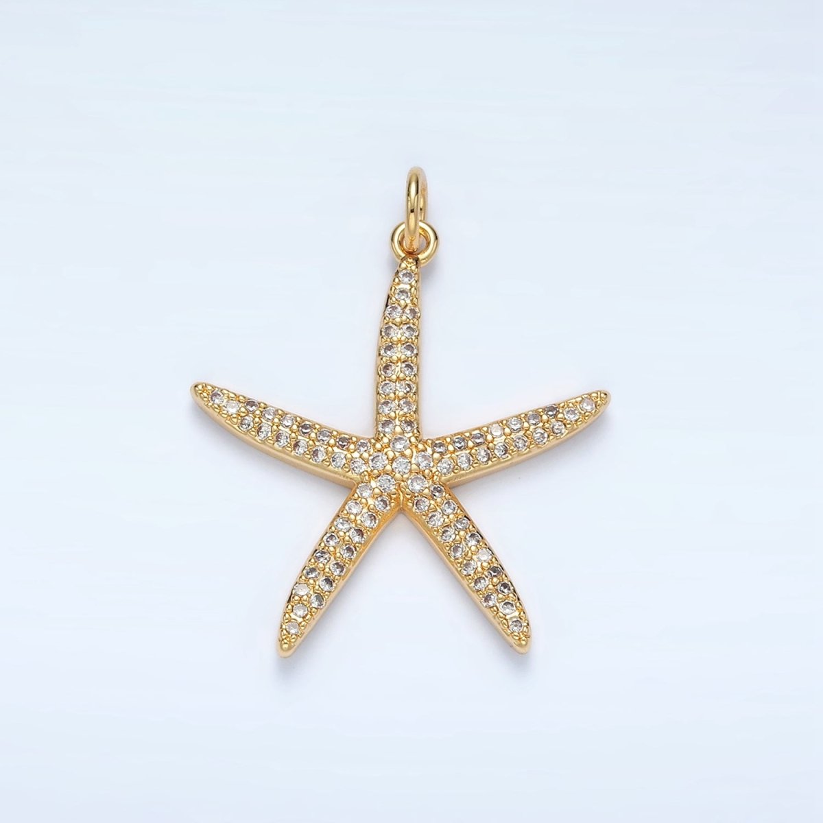 16K Gold Filled Micro Pave Cubic Zirconia Ocean Wildlife Starfish Charm For Jewelry Making X-195