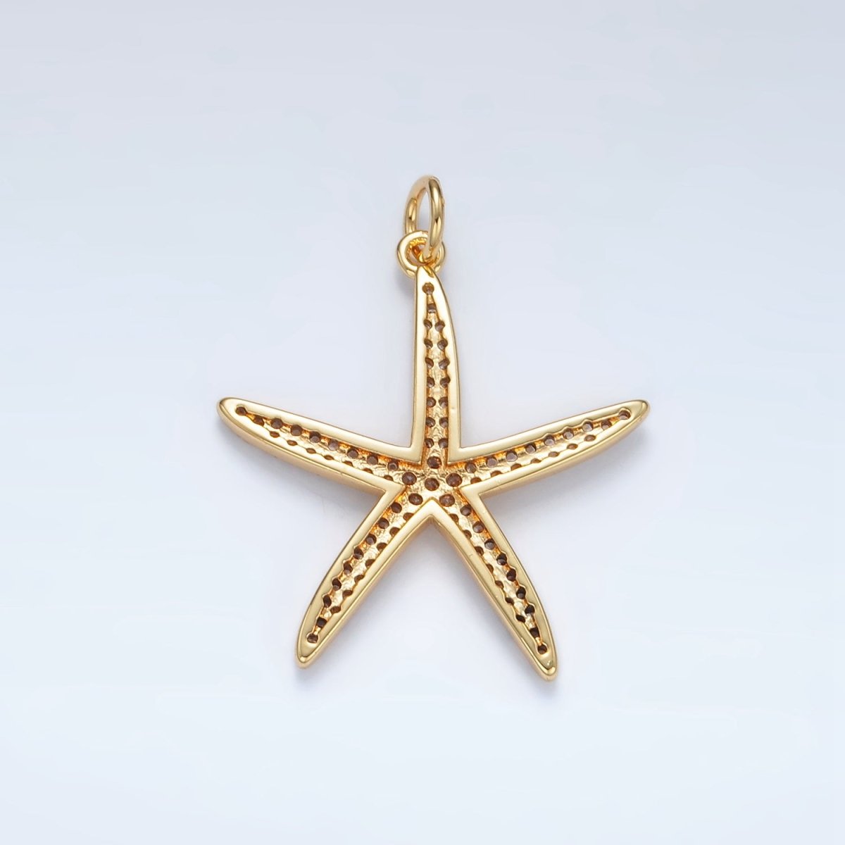 16K Gold Filled Micro Pave Cubic Zirconia Ocean Wildlife Starfish Charm For Jewelry Making X-195