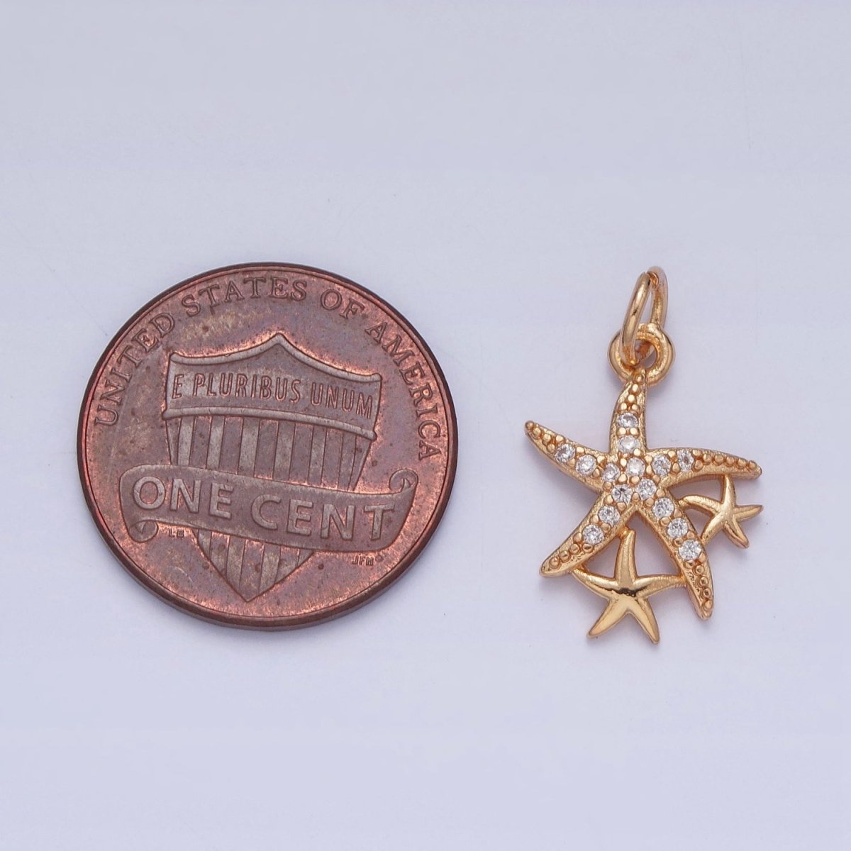 16K Gold Filled Micro Paved Clear/Multicolor CZ Ocean Starfish Charm For Beach Jewelry | X-222 X-223