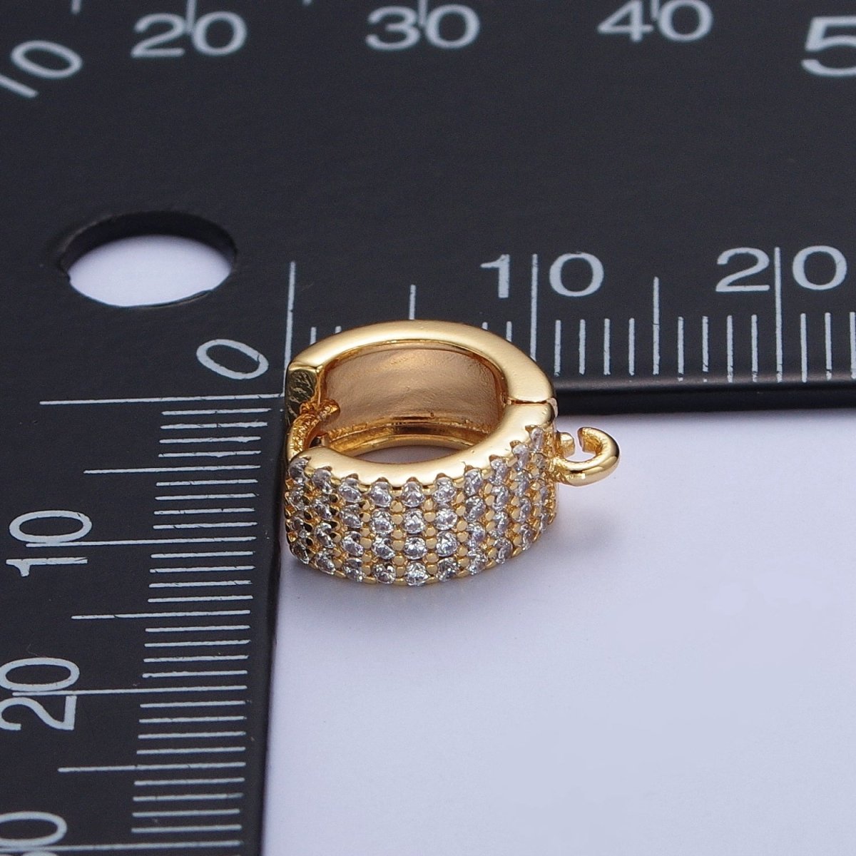 16K Gold Filled Micro Paved Cubic Zirconia Wide Huggie with Open Link For Jewelry Making L-919
