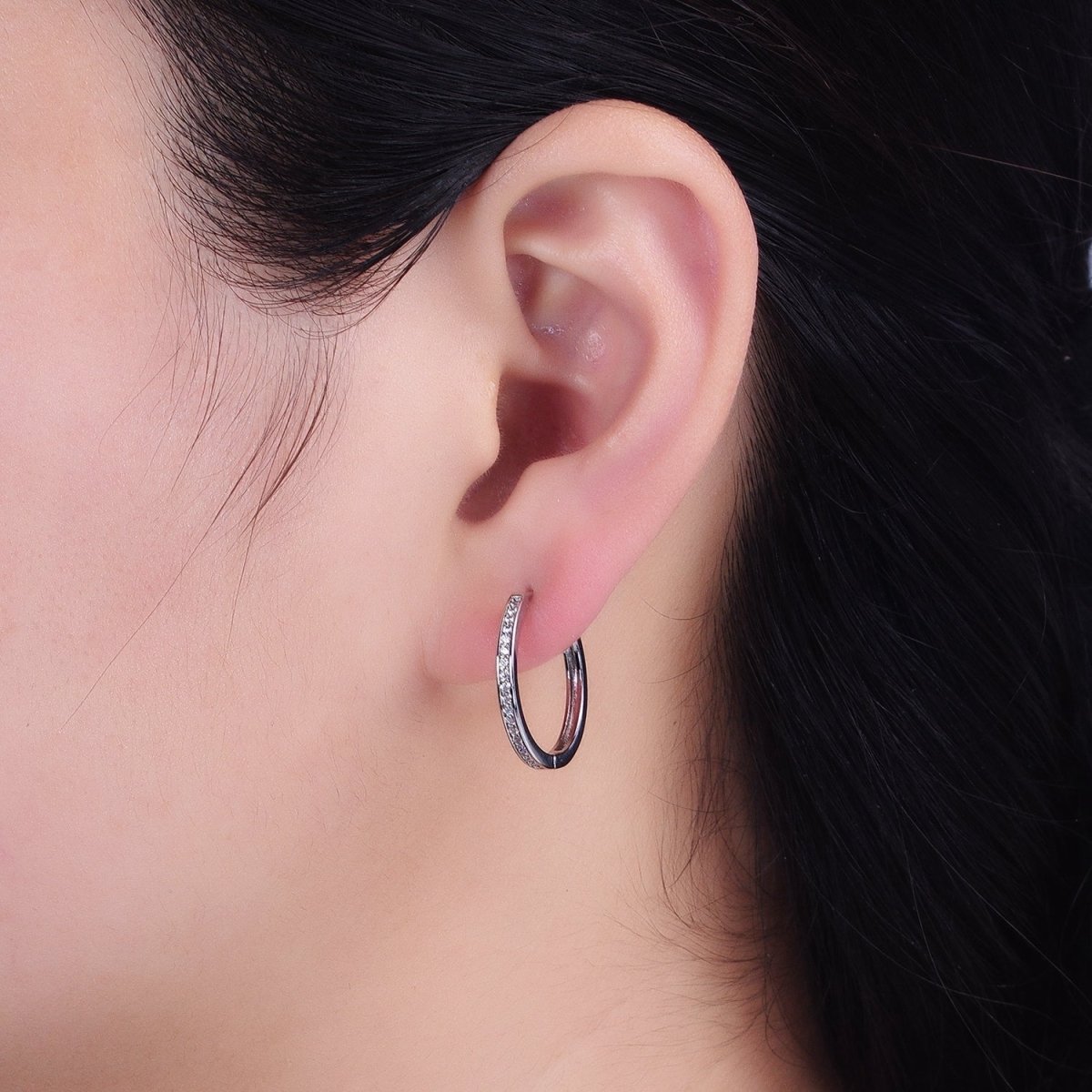 16K Gold Filled Micro Paved CZ 20mm Endless Hoop Earrings in Gold & Silver | AD1332 AD1333