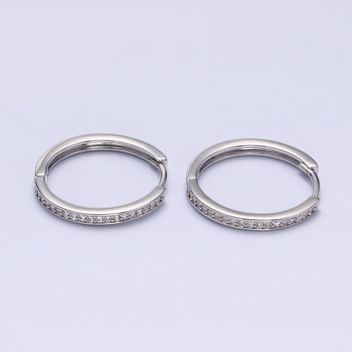 16K Gold Filled Micro Paved CZ 20mm Endless Hoop Earrings in Gold & Silver | AD1332 AD1333