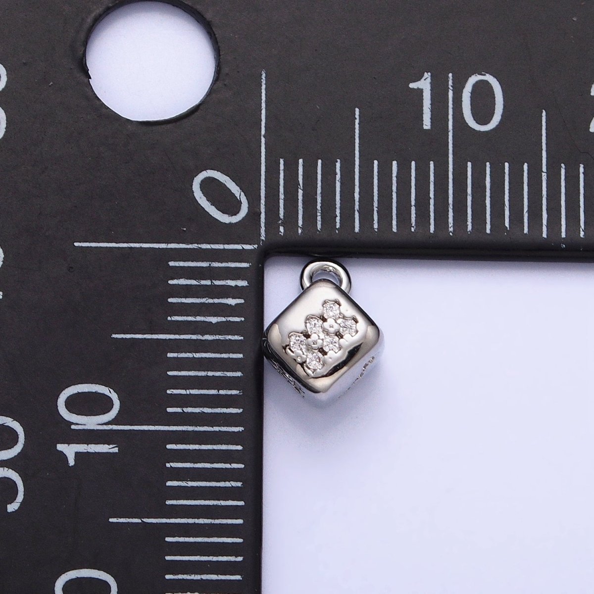 16K Gold Filled Micro Paved CZ Lucky Dice Mini Add-On Charm in Gold & Silver | AC1036 AC1037