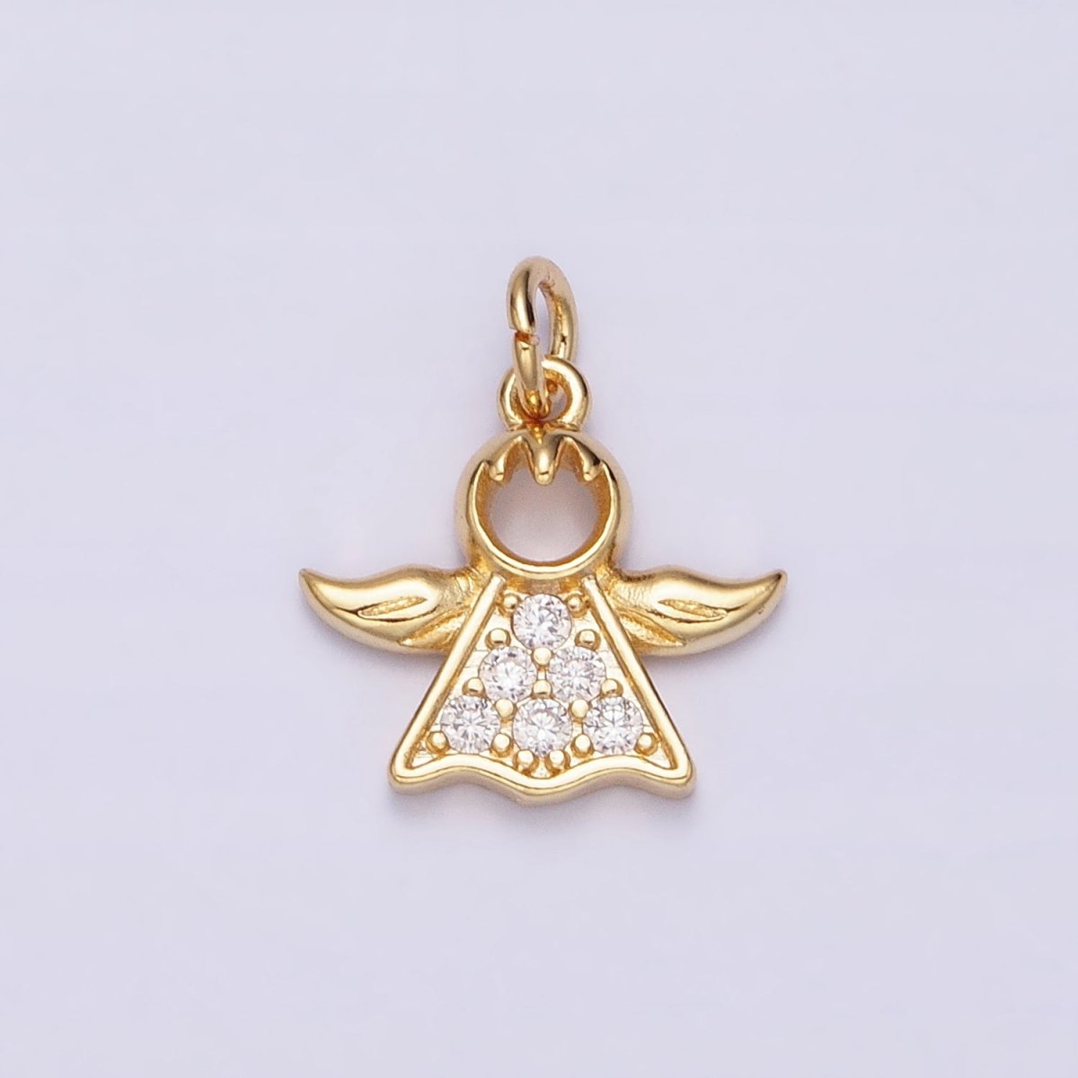 16K Gold Filled Mini Angel Christmas Micro Paved CZ Add-On Charm | AC1153