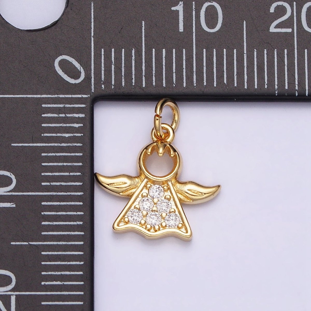 16K Gold Filled Mini Angel Christmas Micro Paved CZ Add-On Charm | AC1153