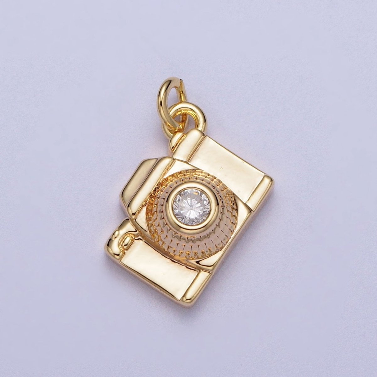 16K Gold Filled 13.5mm CZ Digital Camera Photography Charm in Gold & Silver | Y-00464