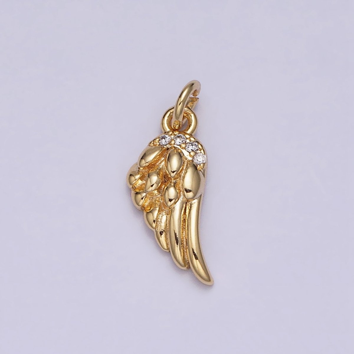 16K Gold Filled Mini Clear Micro Paved CZ Angel Feathered Wings Add-On Charm | AC1157