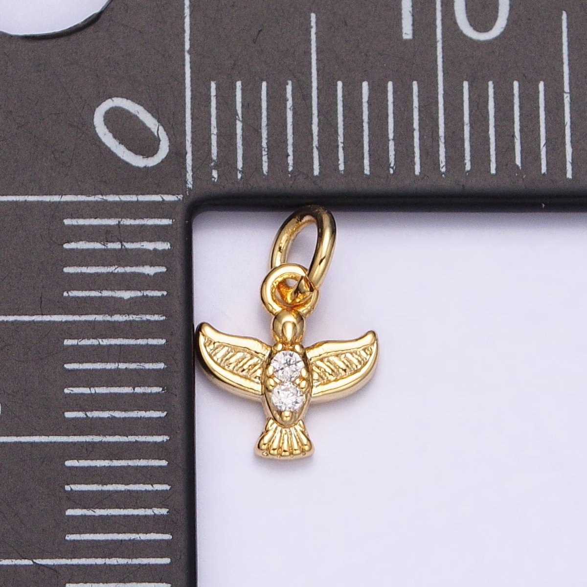 16K Gold Filled Mini Flying Bird Dove Pigeon CZ Add-On Charm | AC1147