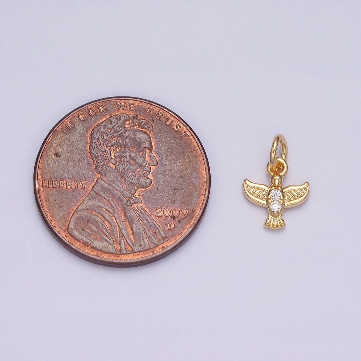 16K Gold Filled Mini Flying Bird Dove Pigeon CZ Add-On Charm | AC1147