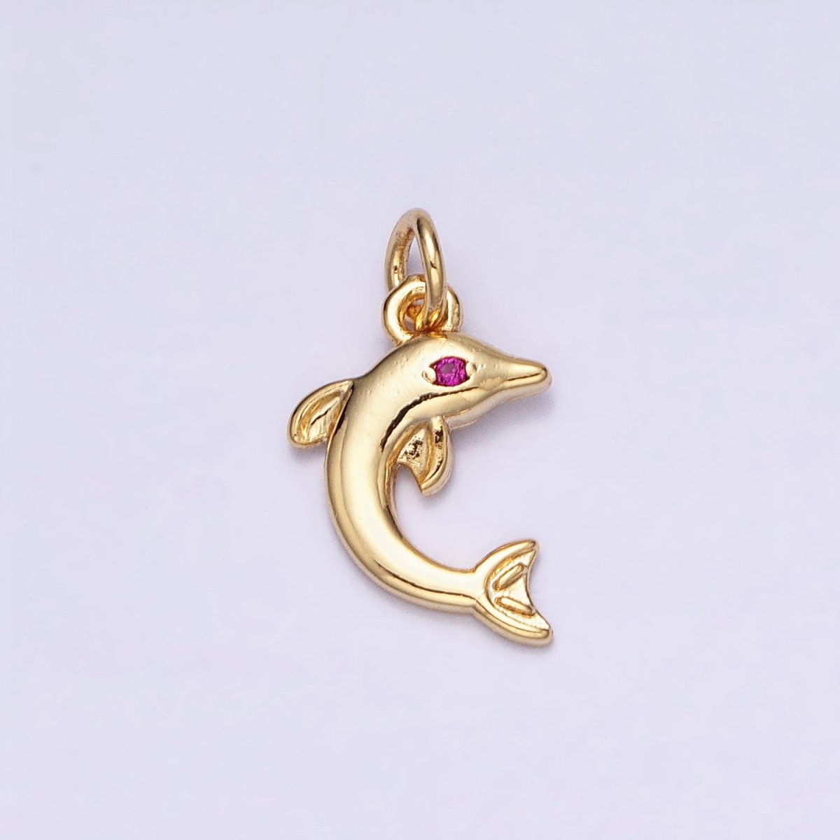 16K Gold Filled Mini Fuchsia-Eyed Dolphin Ocean Animal Add-On Charm | AC1146