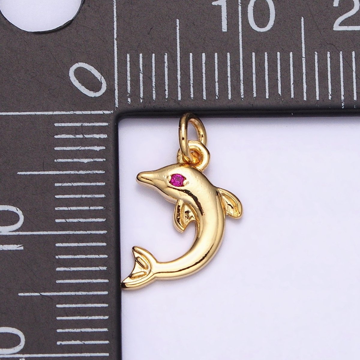 16K Gold Filled Mini Fuchsia-Eyed Dolphin Ocean Animal Add-On Charm | AC1146