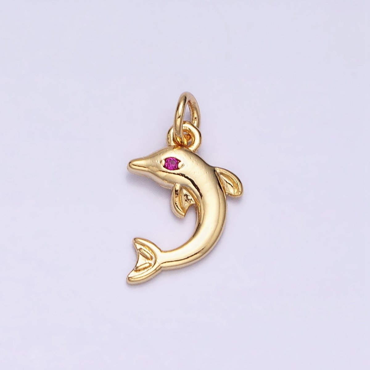 16K Gold Filled Mini Fuchsia-Eyed Dolphin Ocean Animal Add-On Charm | AC1146