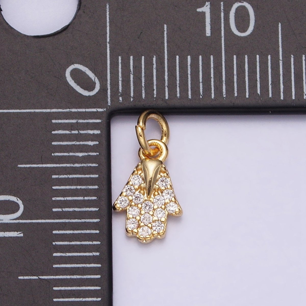 16K Gold Filled Mini Hamsa Hand Micro Paved CZ Protection Add-On Charm | AC-1159