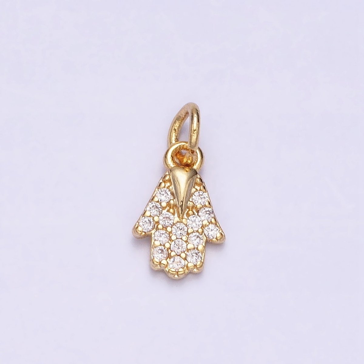 16K Gold Filled Mini Hamsa Hand Micro Paved CZ Protection Add-On Charm | AC-1159