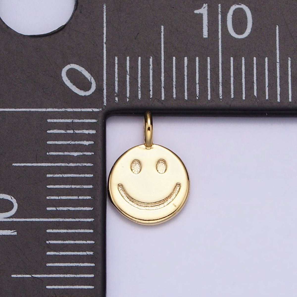 16K Gold Filled Mini Happy Smiley Face Emotion Round Add-On Charm | AC-1145