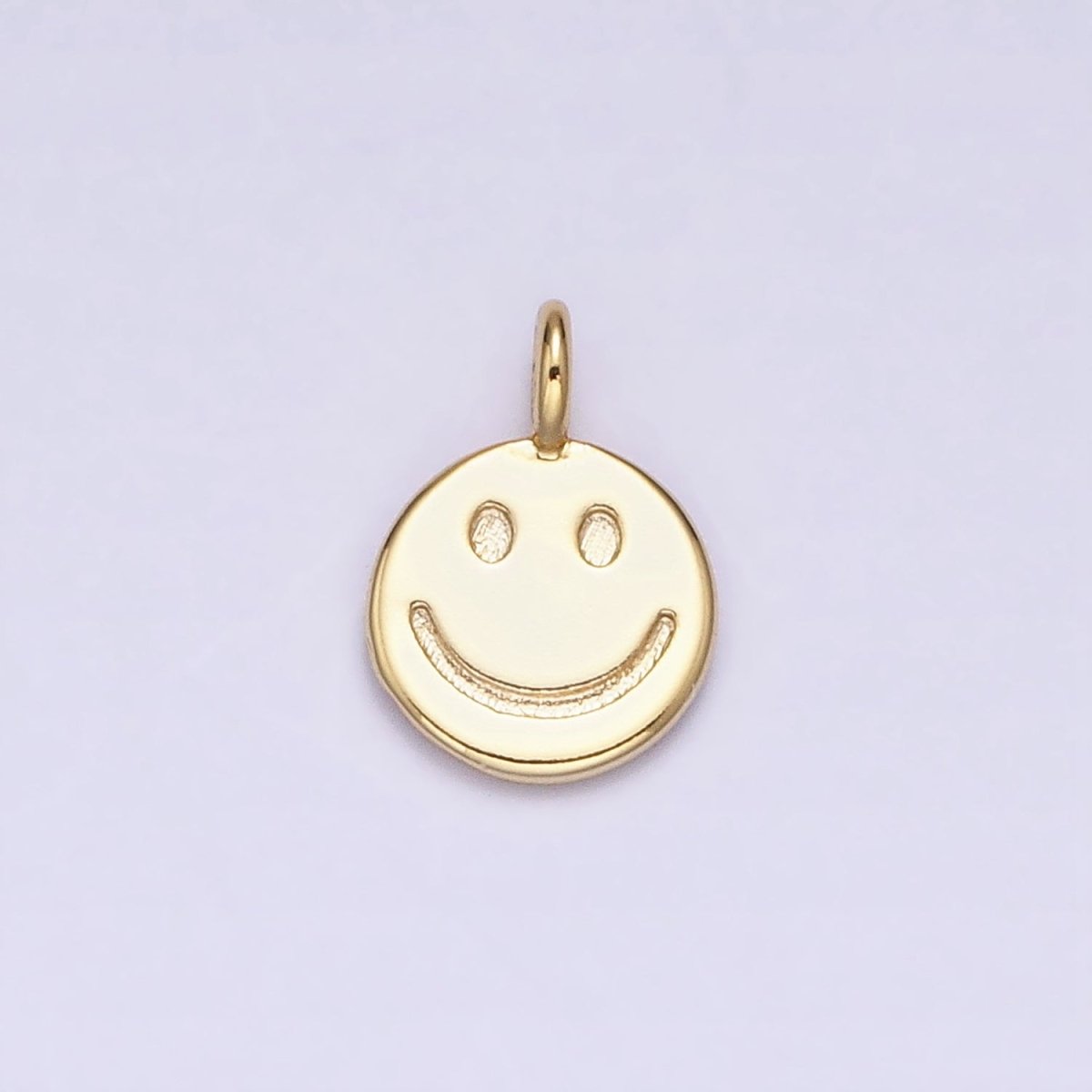 16K Gold Filled Mini Happy Smiley Face Emotion Round Add-On Charm | AC-1145