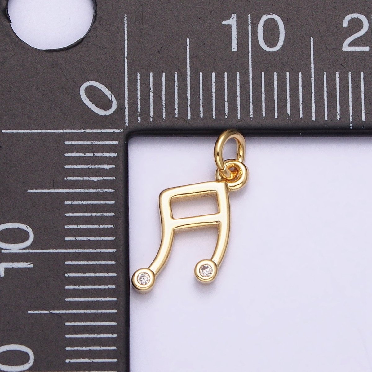 16K Gold Filled Mini Musical Note Beam CZ Add-On Charm | AC1164