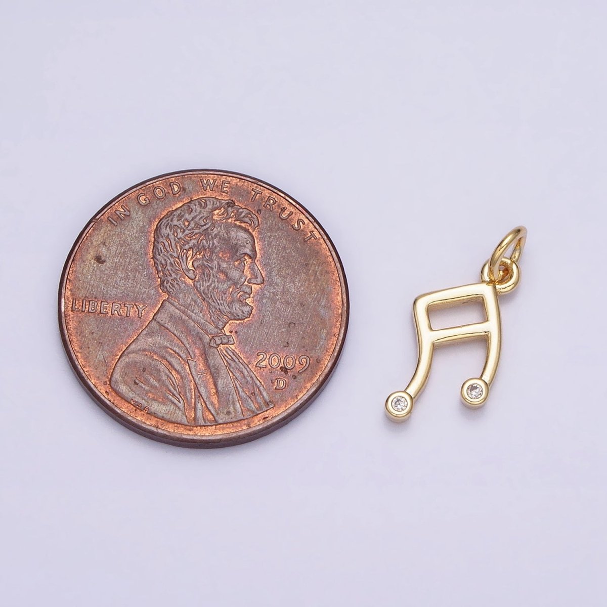 16K Gold Filled Mini Musical Note Beam CZ Add-On Charm | AC1164